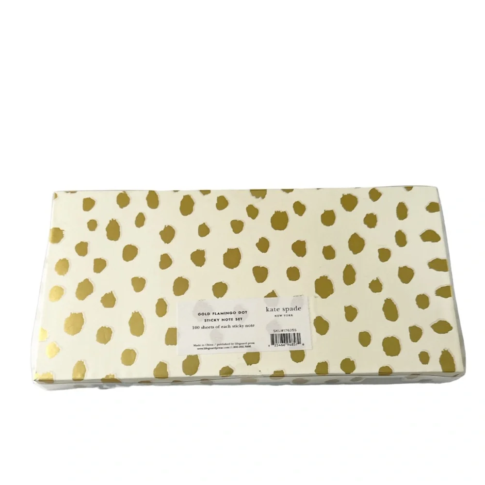 NEW ♠️Kate Spade New York ♠️ GOLD FLAMINGO DOT Sticky Note Set 🌟🌟🌟